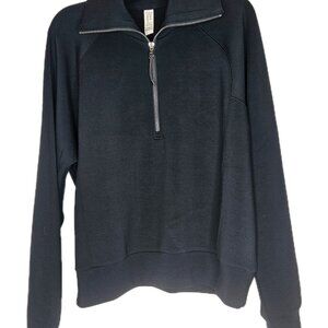 Spanx Active AirEssentials Stretch Quarter Zip Pullover Sweatshirt Black Sz XL